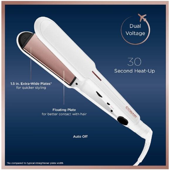 NEW Conair Double Ceramic 1 1/2-Inch flat iron Model CS922N - Picture 4 of 6